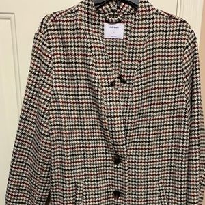 Wool 3/4 length multi-colored houndstooth coat